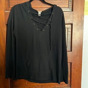 Mossimo women’s hooded long sleeve black with tie size large